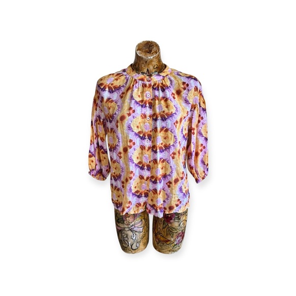 Elie Tahari Tops - ELIE Elie Tahari orange purple top button front small